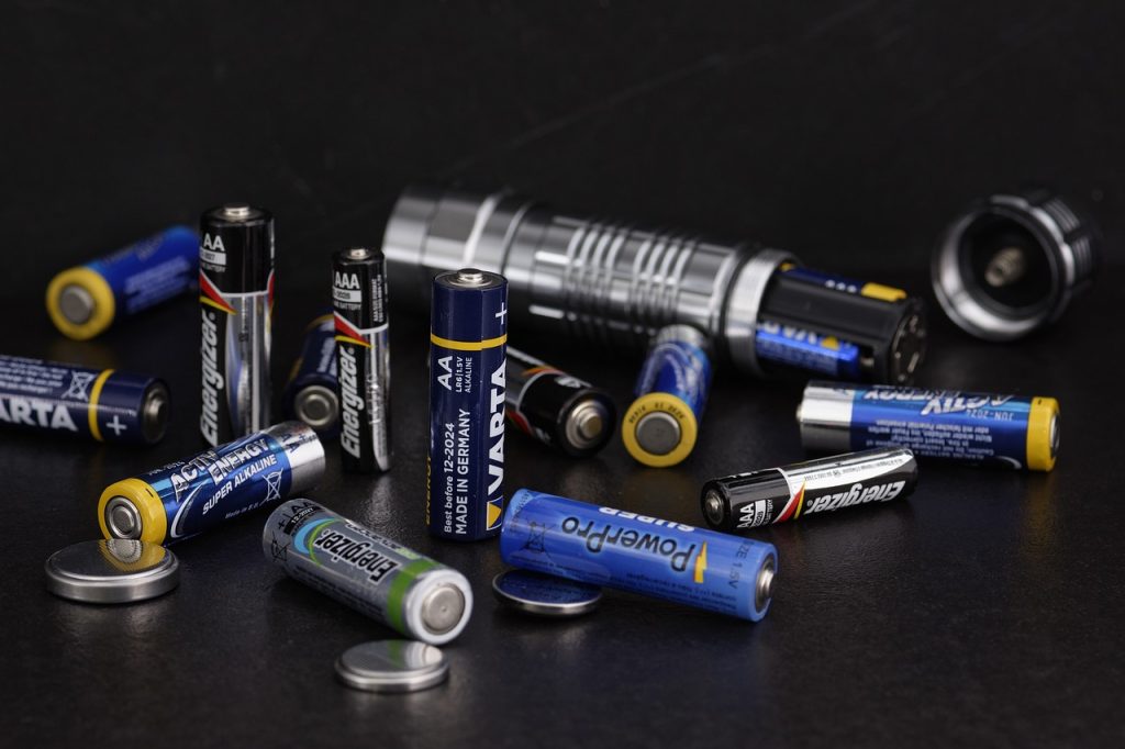 Collection of used alkaline batteries