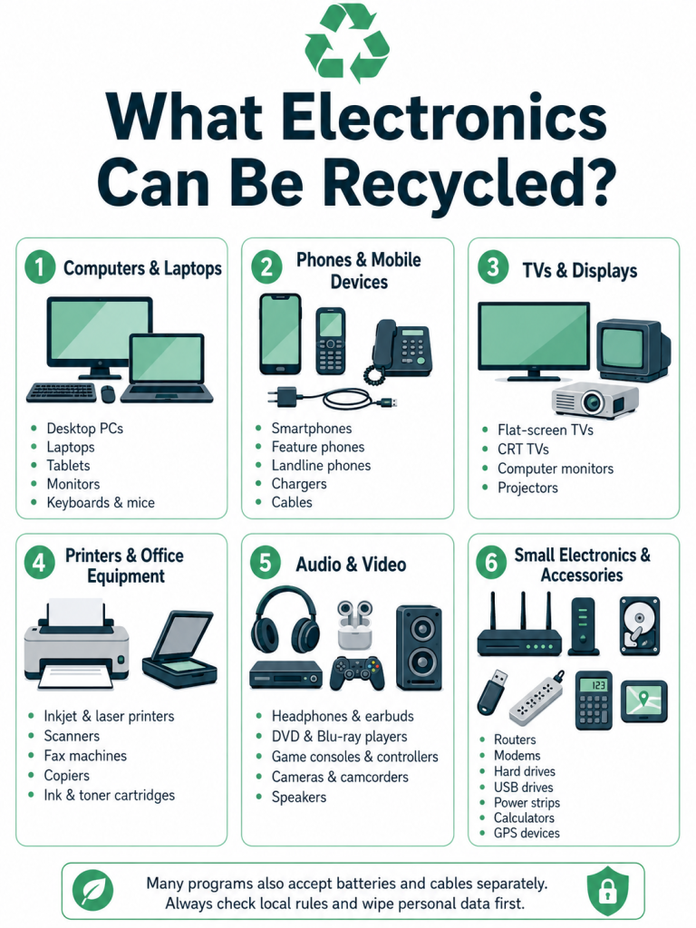 diagram of electronics that can be recycled