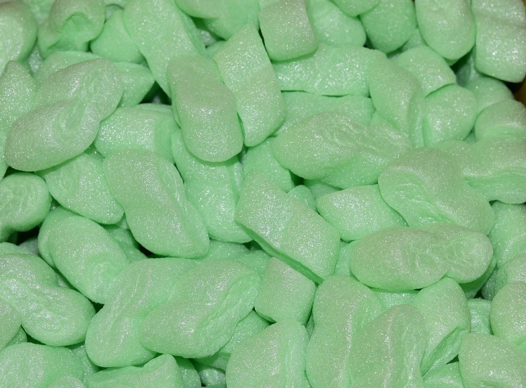 A handful of packing peanuts