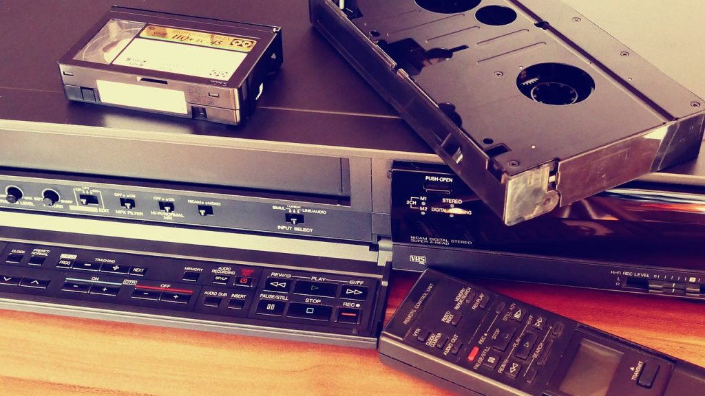 Old VHS and cassette tapes